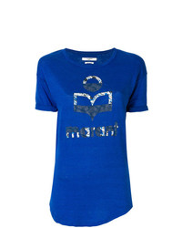 Женская синяя футболка с круглым вырезом с принтом от Isabel Marant Etoile