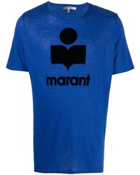 Мужская синяя футболка с круглым вырезом с принтом от Isabel Marant