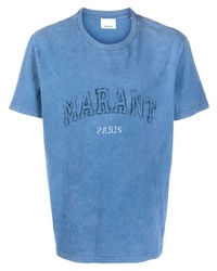Мужская синяя футболка с круглым вырезом с принтом от Isabel Marant