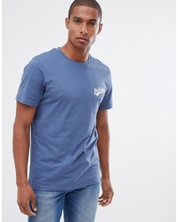 Мужская синяя футболка с круглым вырезом с принтом от Jack & Jones
