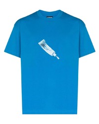 Мужская синяя футболка с круглым вырезом с принтом от Jacquemus