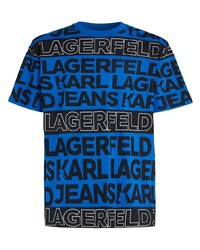 Мужская синяя футболка с круглым вырезом с принтом от KARL LAGERFELD JEANS