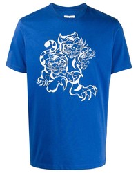 Мужская синяя футболка с круглым вырезом с принтом от Kenzo