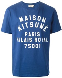 Мужская синяя футболка с круглым вырезом с принтом от Kitsune