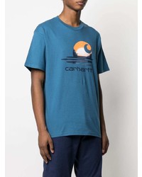 Мужская синяя футболка с круглым вырезом с принтом от Carhartt WIP