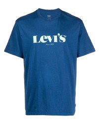 Мужская синяя футболка с круглым вырезом с принтом от Levi's
