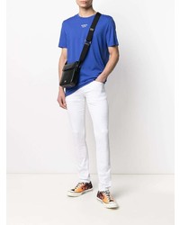 Мужская синяя футболка с круглым вырезом с принтом от Dondup