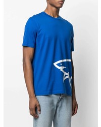 Мужская синяя футболка с круглым вырезом с принтом от Paul & Shark