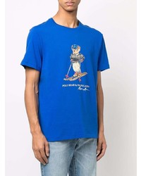 Мужская синяя футболка с круглым вырезом с принтом от Polo Ralph Lauren