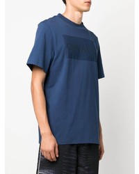 Мужская синяя футболка с круглым вырезом с принтом от Roberto Cavalli