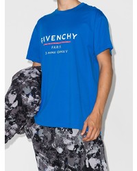 Мужская синяя футболка с круглым вырезом с принтом от Givenchy