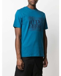 Мужская синяя футболка с круглым вырезом с принтом от C.P. Company