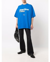 Мужская синяя футболка с круглым вырезом с принтом от Martine Rose