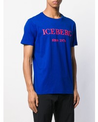 Мужская синяя футболка с круглым вырезом с принтом от Iceberg