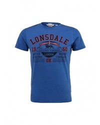 Мужская синяя футболка с круглым вырезом с принтом от Lonsdale