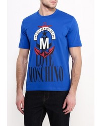 Мужская синяя футболка с круглым вырезом с принтом от Love Moschino