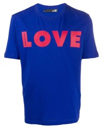 Мужская синяя футболка с круглым вырезом с принтом от Love Moschino