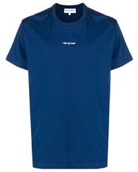 Мужская синяя футболка с круглым вырезом с принтом от Maison Labiche
