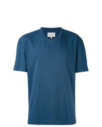 Мужская синяя футболка с круглым вырезом с принтом от Maison Margiela