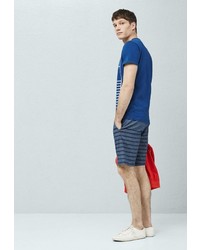 Мужская синяя футболка с круглым вырезом с принтом от Mango Man