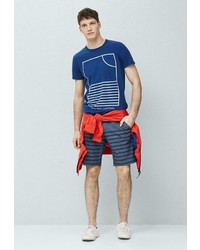 Мужская синяя футболка с круглым вырезом с принтом от Mango Man