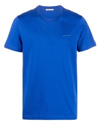 Мужская синяя футболка с круглым вырезом с принтом от Marni