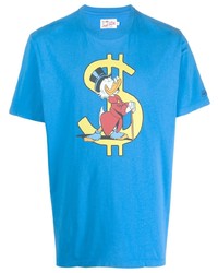 Мужская синяя футболка с круглым вырезом с принтом от MC2 Saint Barth