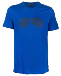 Мужская синяя футболка с круглым вырезом с принтом от Michael Kors