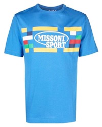 Мужская синяя футболка с круглым вырезом с принтом от Missoni
