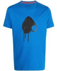Мужская синяя футболка с круглым вырезом с принтом от Moose Knuckles