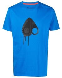 Мужская синяя футболка с круглым вырезом с принтом от Moose Knuckles
