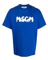 Мужская синяя футболка с круглым вырезом с принтом от MSGM