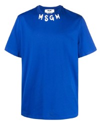 Мужская синяя футболка с круглым вырезом с принтом от MSGM