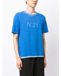 Мужская синяя футболка с круглым вырезом с принтом от N°21