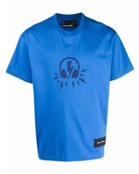 Мужская синяя футболка с круглым вырезом с принтом от Neil Barrett