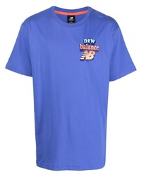 Мужская синяя футболка с круглым вырезом с принтом от New Balance