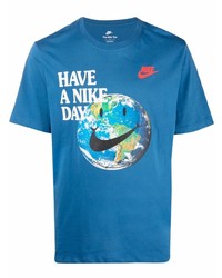 Мужская синяя футболка с круглым вырезом с принтом от Nike