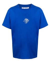Мужская синяя футболка с круглым вырезом с принтом от Off-White