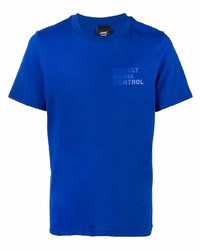 Мужская синяя футболка с круглым вырезом с принтом от Omc