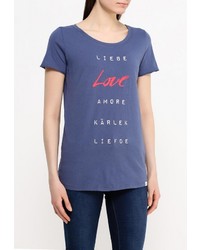 Женская синяя футболка с круглым вырезом с принтом от Only