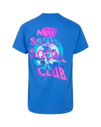 Мужская синяя футболка с круглым вырезом с принтом от Anti Social Social Club