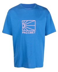 Мужская синяя футболка с круглым вырезом с принтом от PACCBET