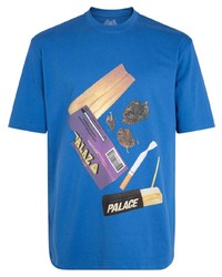Мужская синяя футболка с круглым вырезом с принтом от Palace