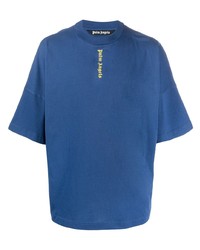 Мужская синяя футболка с круглым вырезом с принтом от Palm Angels
