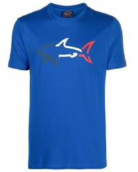 Мужская синяя футболка с круглым вырезом с принтом от Paul & Shark