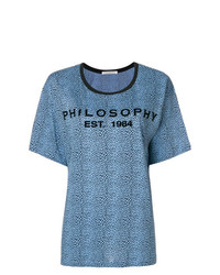 Женская синяя футболка с круглым вырезом с принтом от Philosophy di Lorenzo Serafini