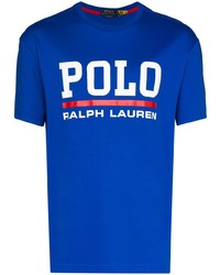 Мужская синяя футболка с круглым вырезом с принтом от Polo Ralph Lauren