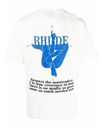 Мужская синяя футболка с круглым вырезом с принтом от Rhude