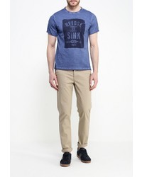 Мужская синяя футболка с круглым вырезом с принтом от Sela