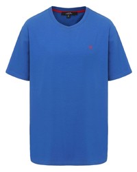 Мужская синяя футболка с круглым вырезом с принтом от Shanghai Tang